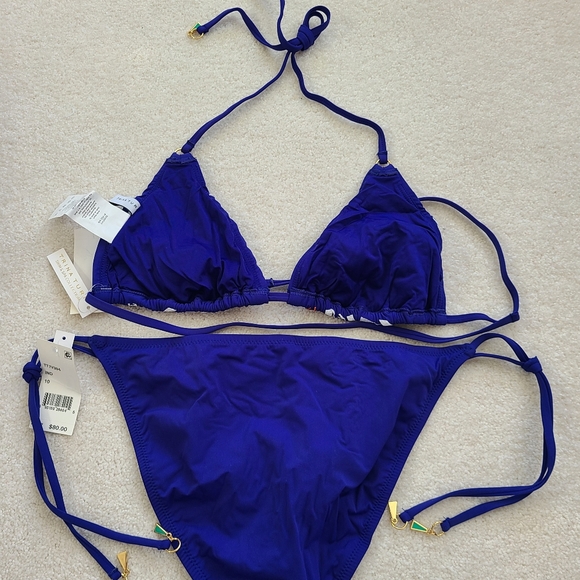 NWT TRINA TURK embroidered bikini sz 8/10 Cerulean Blue - Picture 11 of 13